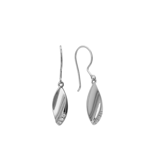 Ørehængere Blad Sterling Sølv med 6 Cubic Zirkonia