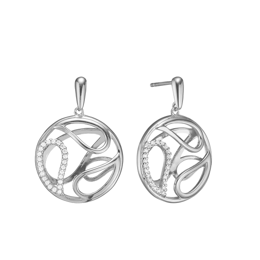 Ørehænger 3D Cirkel Cubic Zirkonia Sterling Sølv