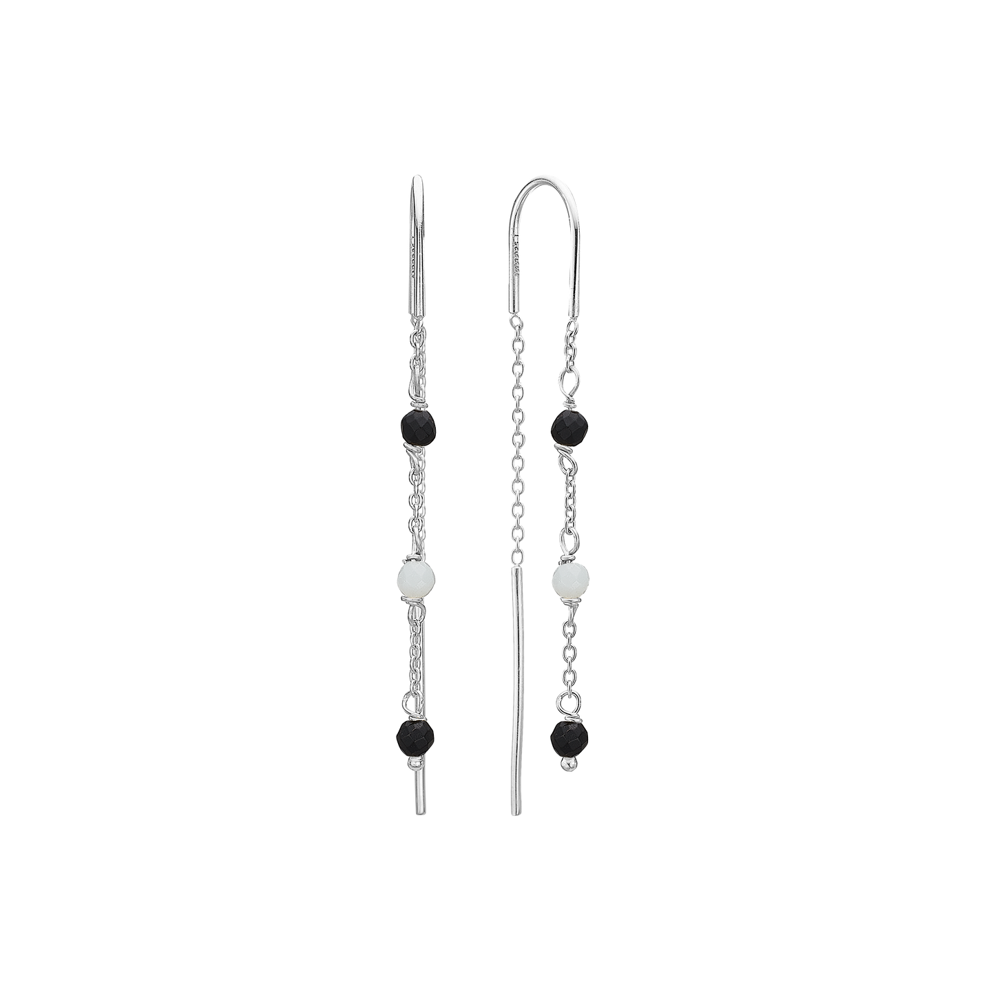Ørehænger Sort Onyx / Grøn Amazonite Sterling Sølv
