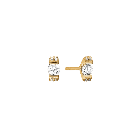 Ørestikker 14 Karat Guld Med 2x0,10 og 8x0,005 ct Diamanter