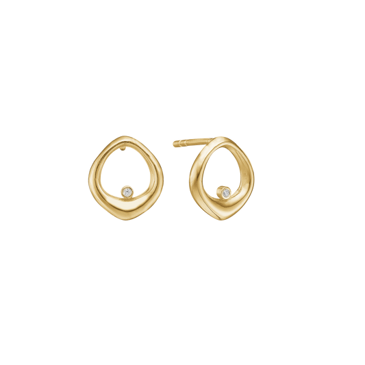 Ørestikker Oval med Cubic Zirkonia 8 Karat Guld