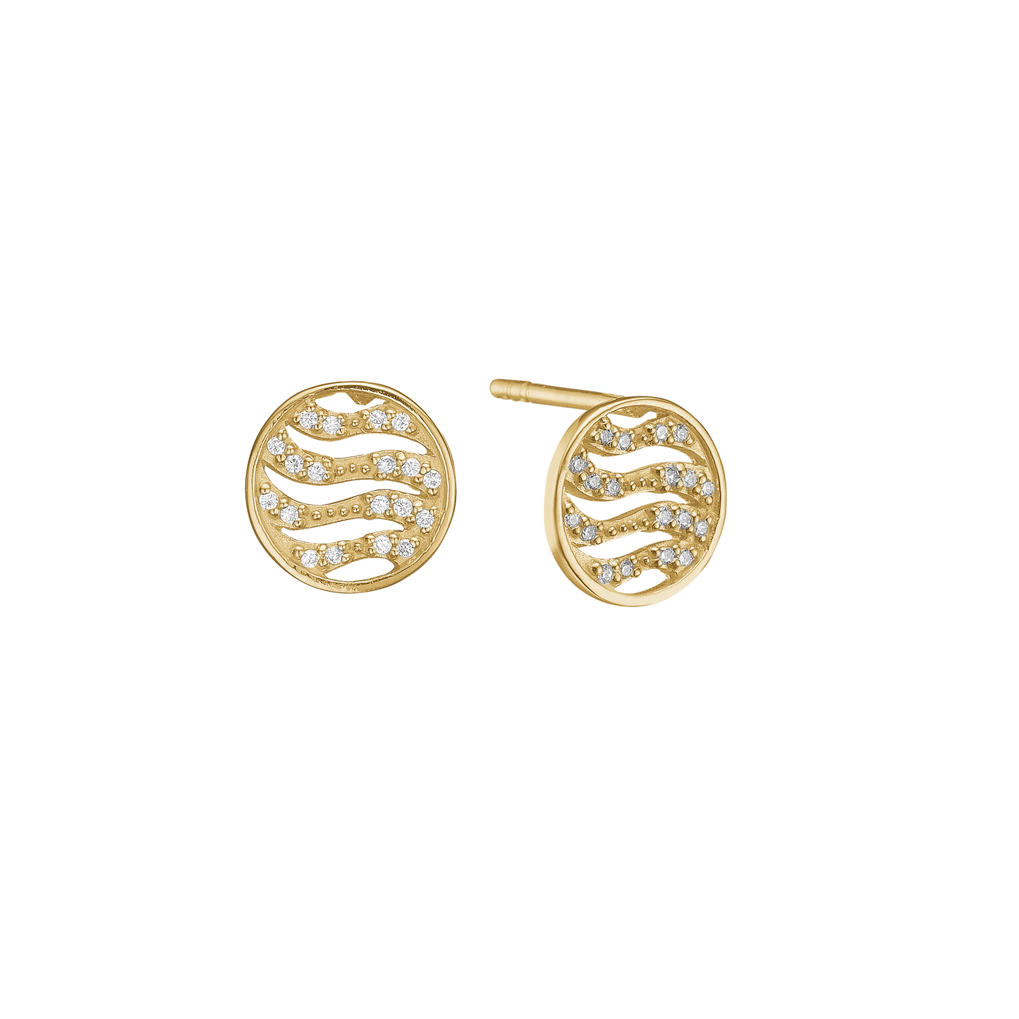 Ørestikker Bølger med Cubic Zirkonia 8 Karat Guld