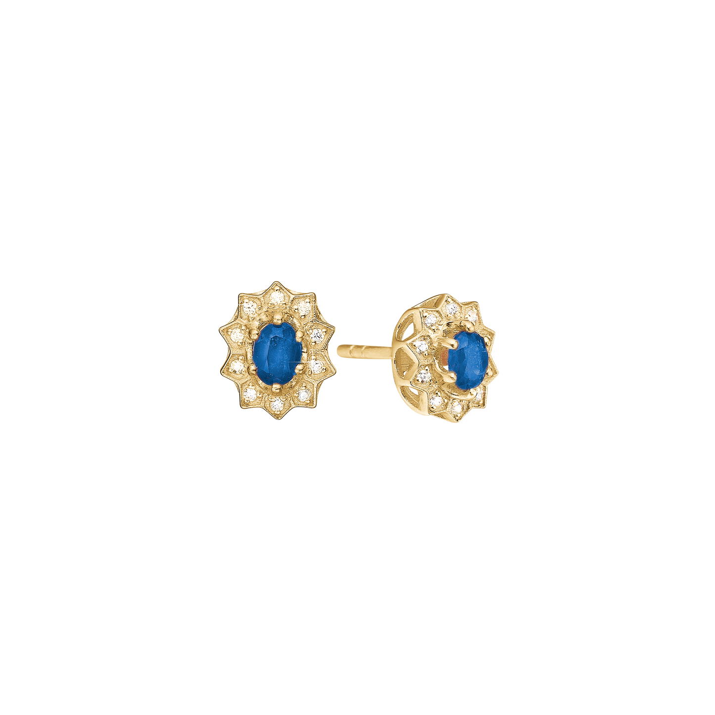 Ørestikker 2 x Safir / 20 x 0,005 W/PI Diamanter 8 Karat Guld