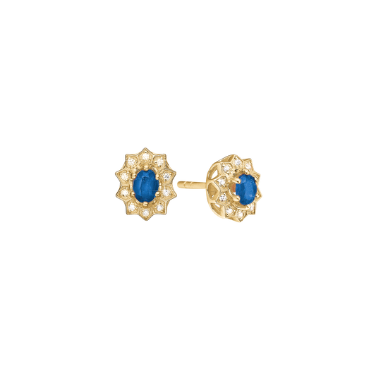 Ørestikker 2 x Safir / 20 x 0,005 W/PI Diamanter 8 Karat Guld