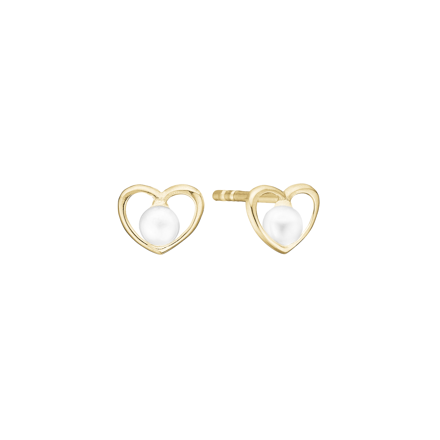 Ørestikker Perler i Hjerter 8 Karat Guld