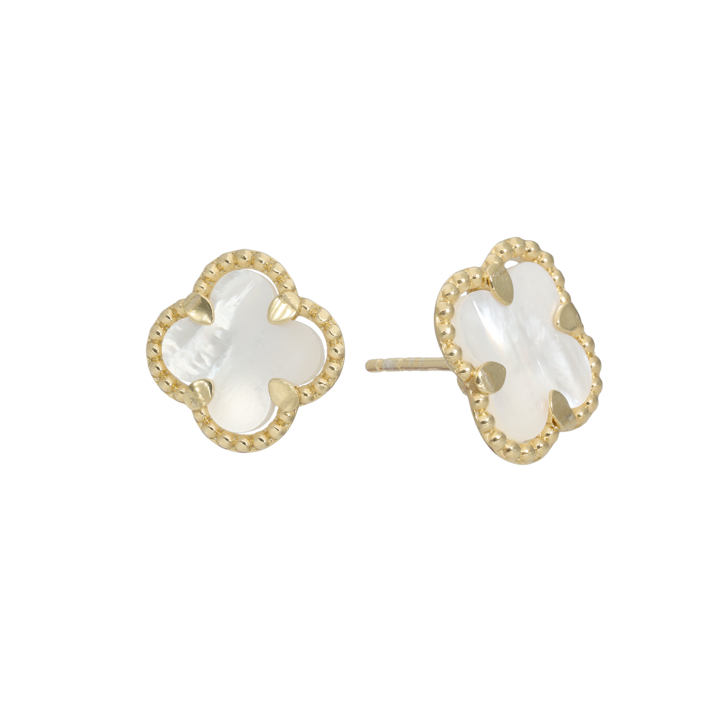 Ørestikker Clover Mother of Pearl 8 Karat Guld