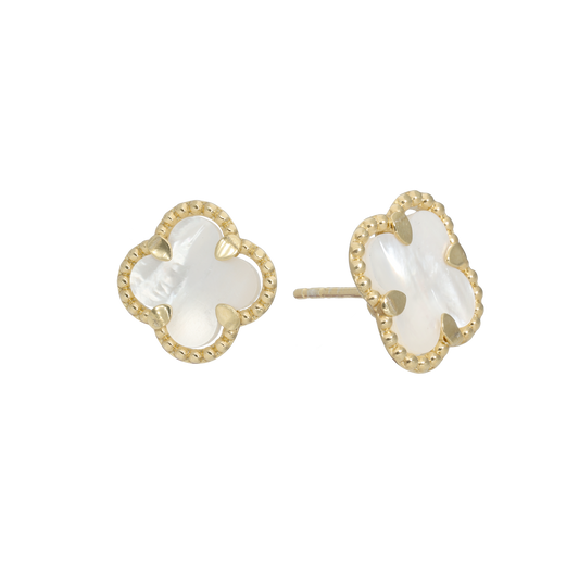 Ørestikker Clover Mother of Pearl 8 Karat Guld
