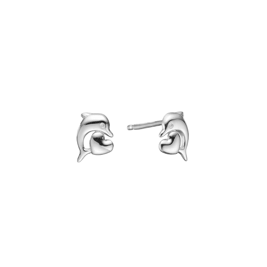 Ørestikker til Børn Delfin med Hjerte Sterling Sølv