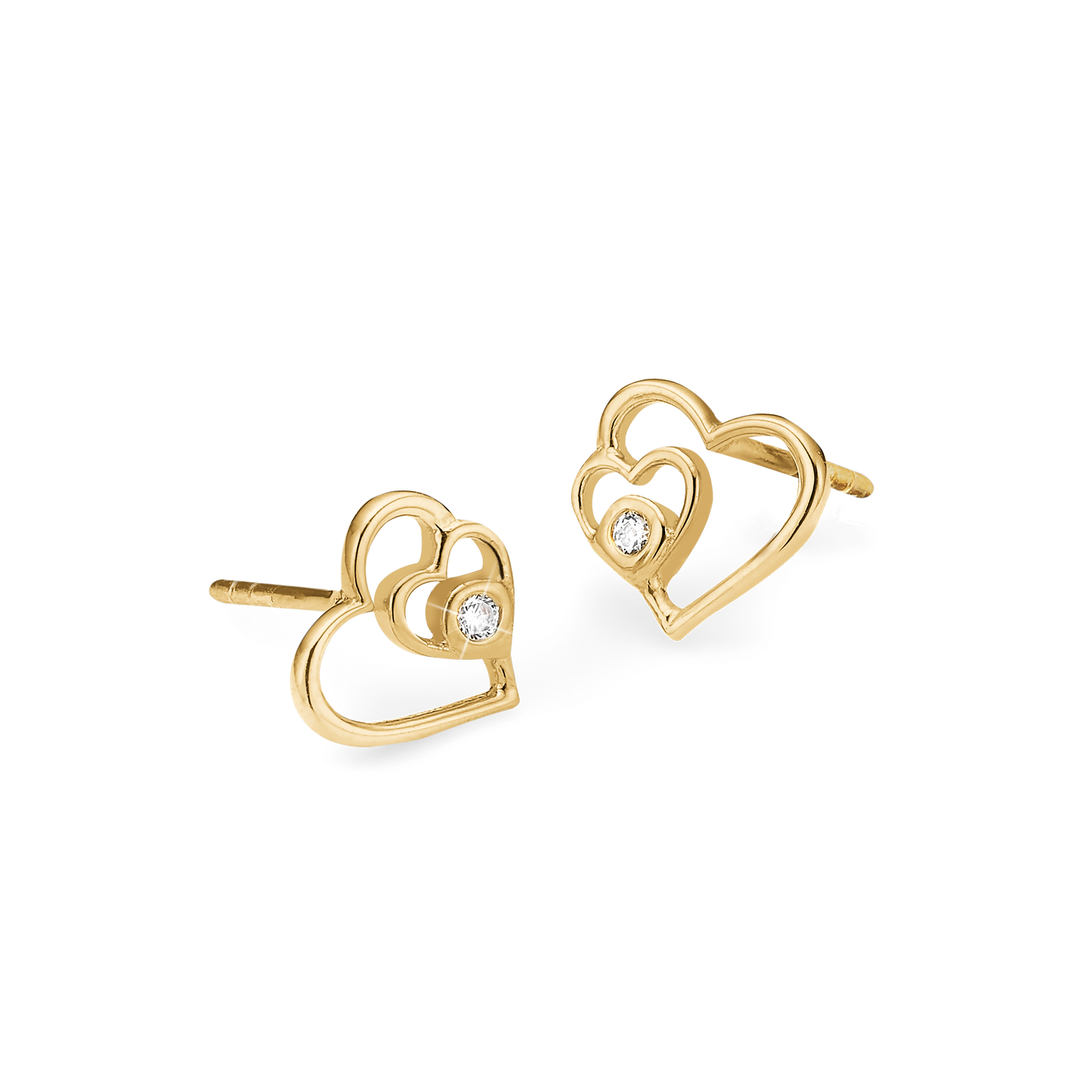 Ørestikker Hjerter LG Diamant 8 Karat Guld