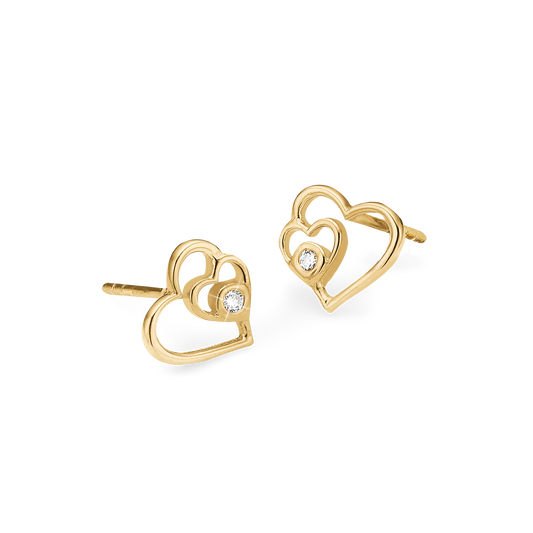Ørestikker Hjerter LG Diamant 8 Karat Guld