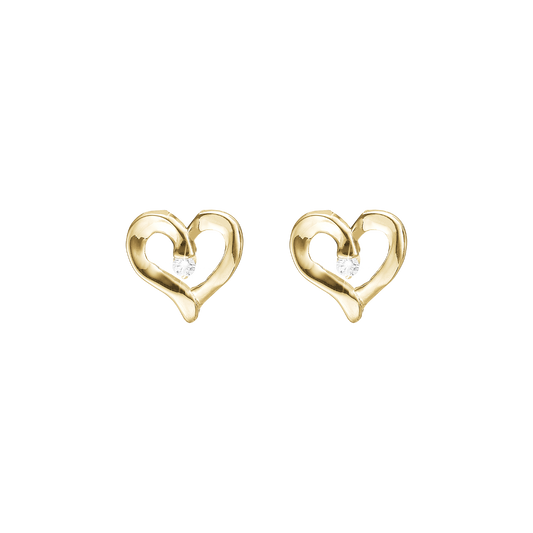 Ørestikker Hjerte LG Diamant 8 Karat Guld 2 x 0,03 Ct.
