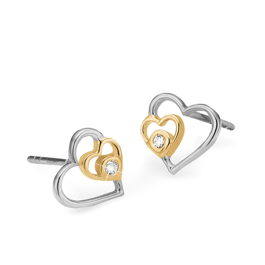Ørestikker Hjerter LG Diamant 8 Karat Guld Sterling Sølv