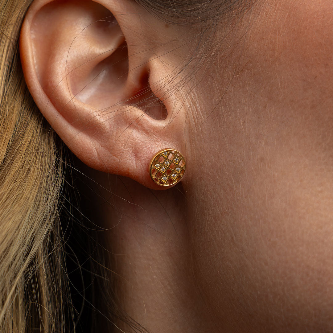 Ørestikker Harlekin med 16 Cubic Zirkonia Forgyldt Sterling Sølv