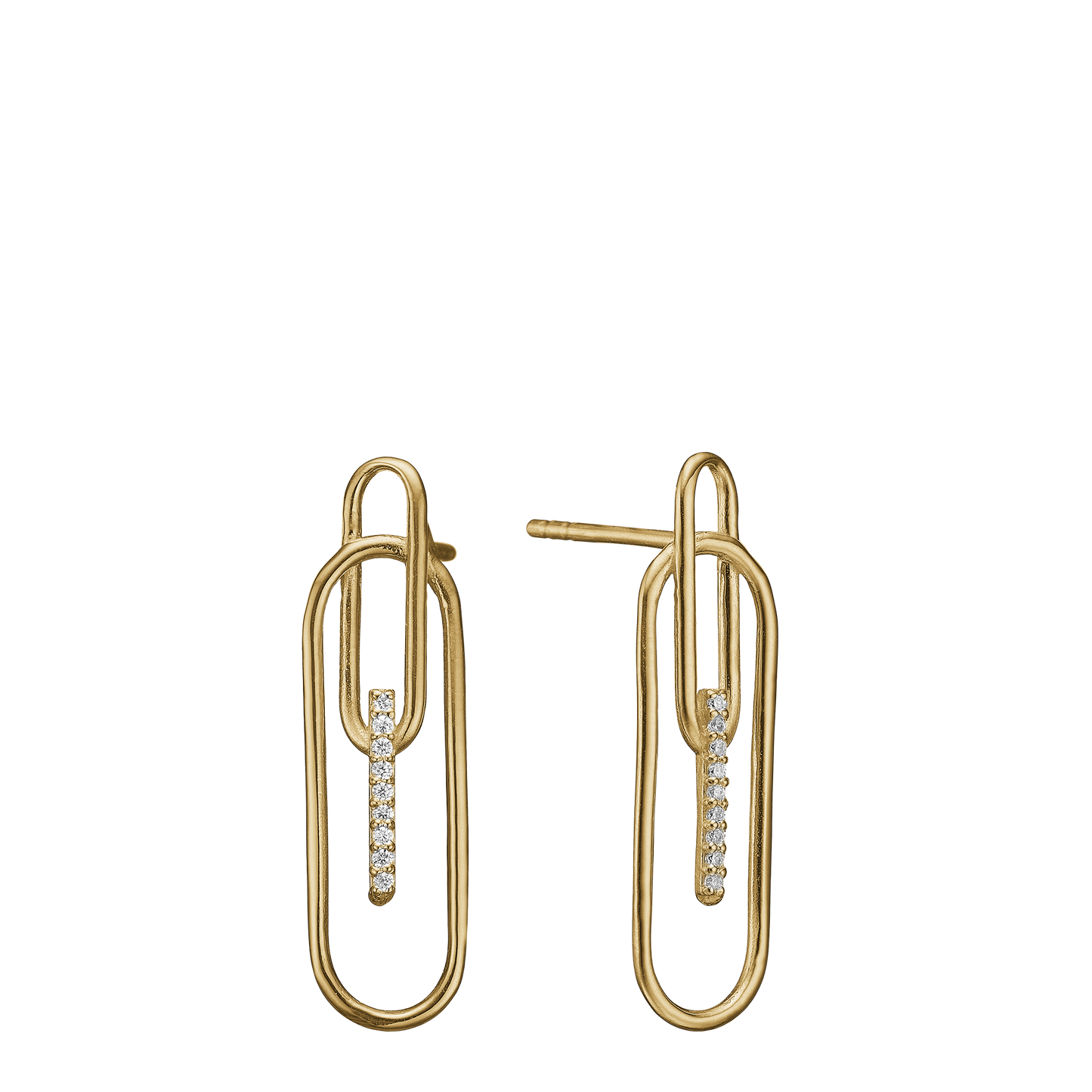 Ørestikker Paper Clip Cubic Zirkonia Forgyldt Sterling Sølv