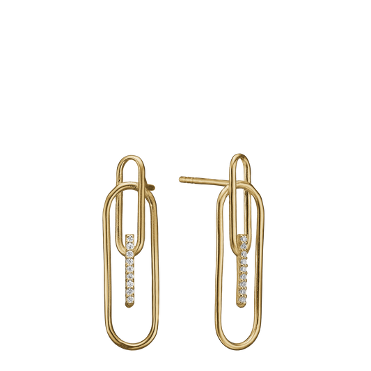 Ørestikker Paper Clip Cubic Zirkonia Forgyldt Sterling Sølv