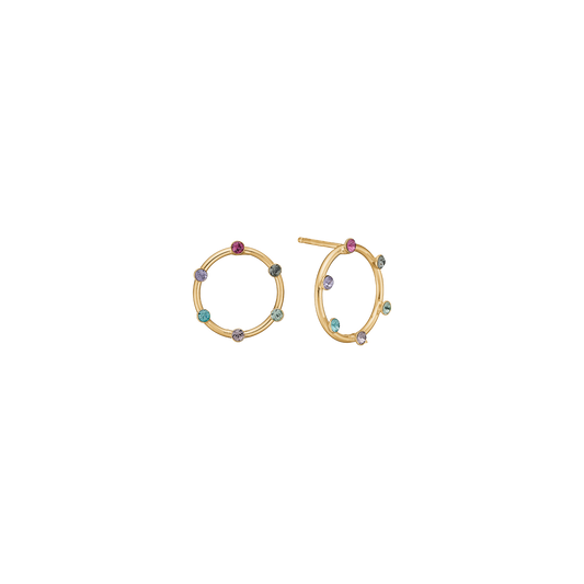 Ørestikker Colorful World Cubic Zirkonia Forgyldt Sterling Sølv
