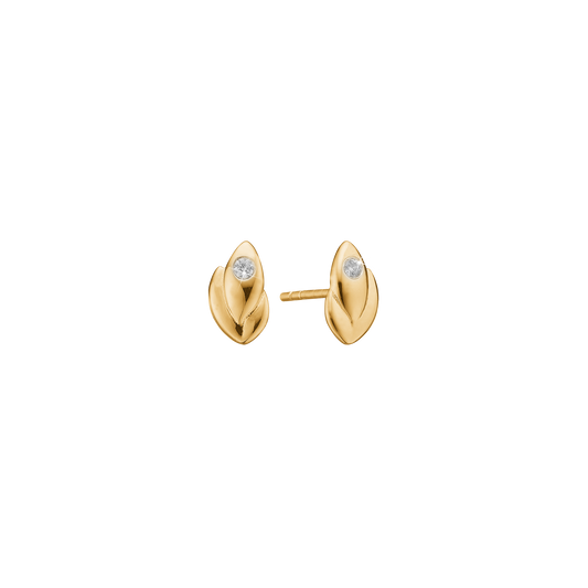 Ørestikker med 2 Cubic Zirkonia Forgyldt Sterling Sølv
