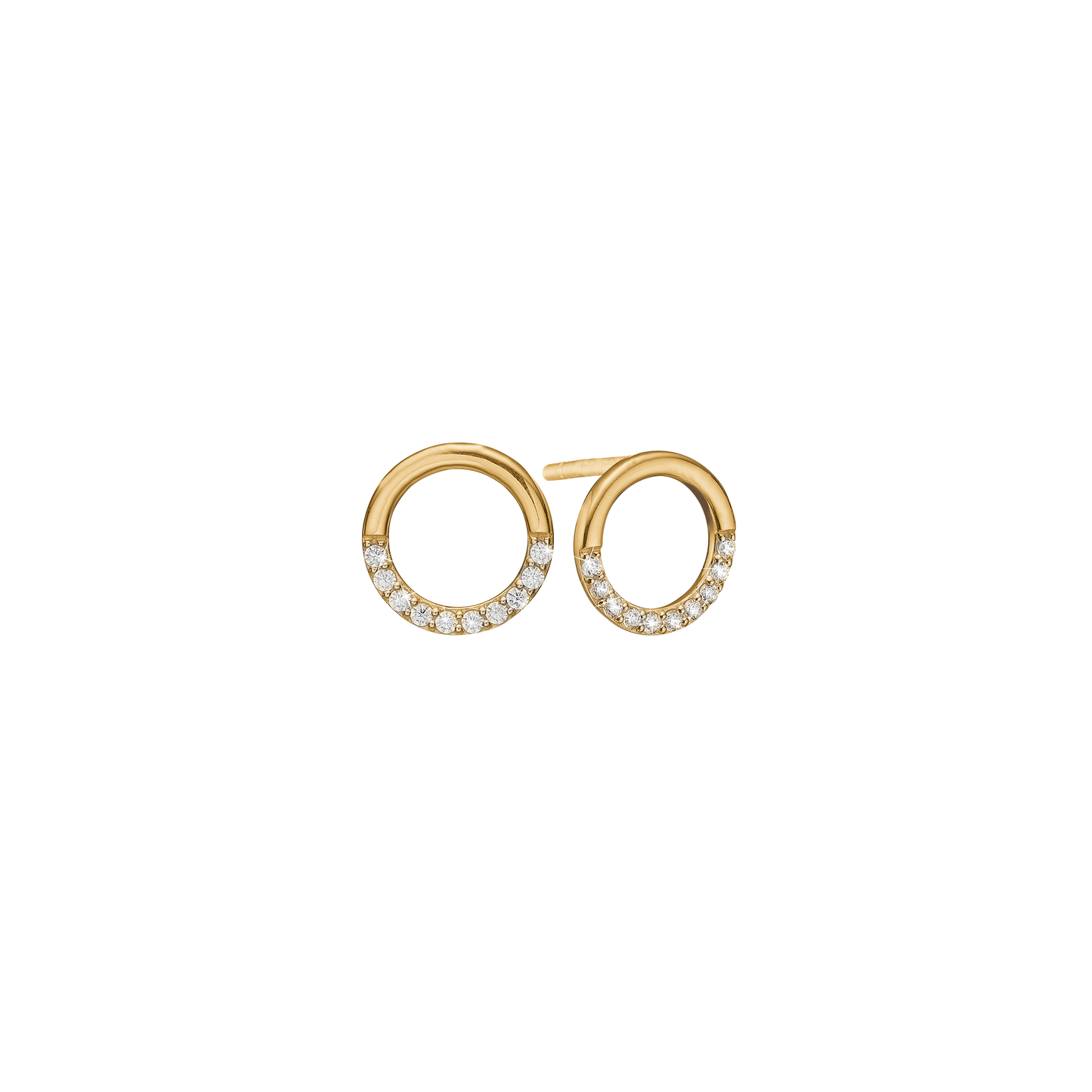 Ørestikker Cirkel med 20 Cubic Zirkonia Forgyldt Sterling Sølv