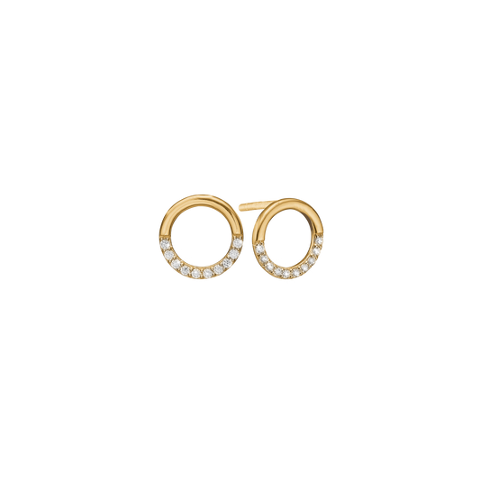 Ørestikker Cirkel med 20 Cubic Zirkonia Forgyldt Sterling Sølv
