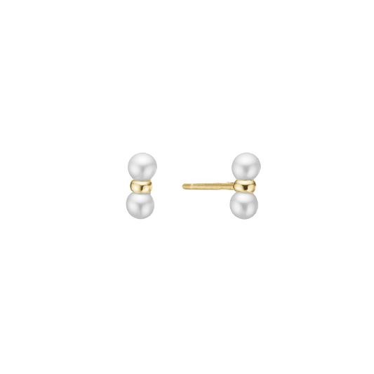 Ørestikker Dobbelt Perle Forgyldt Sterling Sølv 4 mm