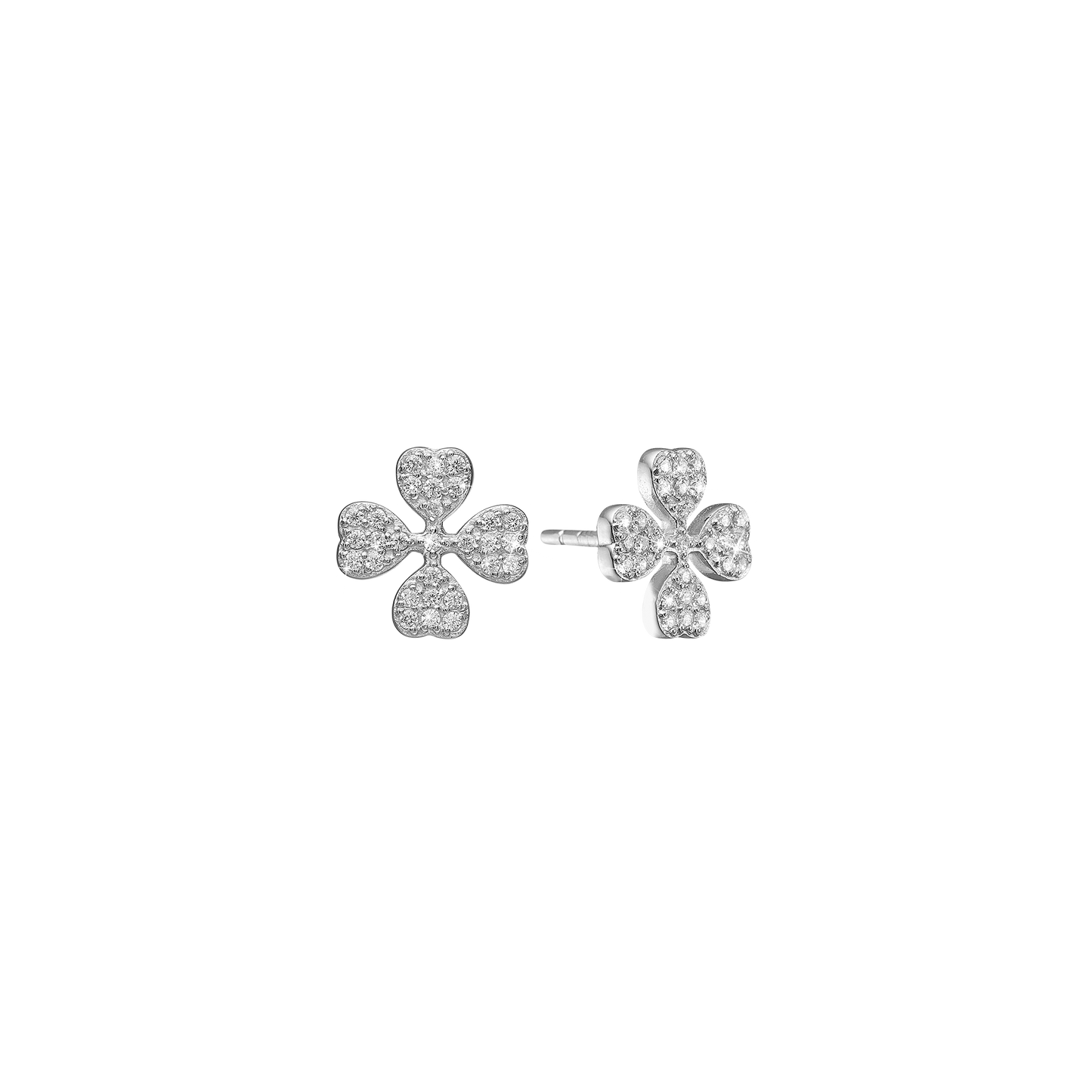 Ørestikker Firkløver Cubic Zirkonia Sterling Sølv