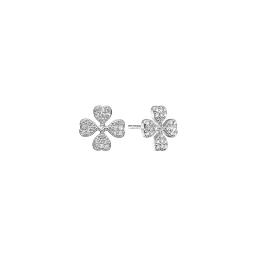 Ørestikker Firkløver Cubic Zirkonia Sterling Sølv