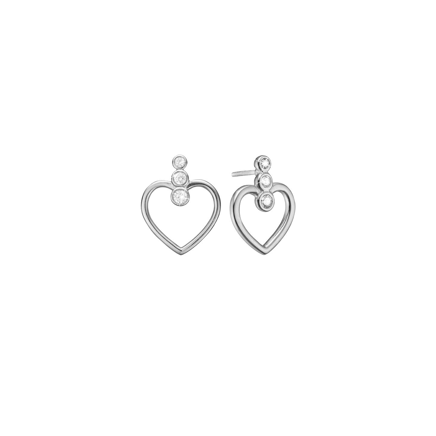Ørestikker Hjerter med 6 Cubic Zirkonia Sterling Sølv