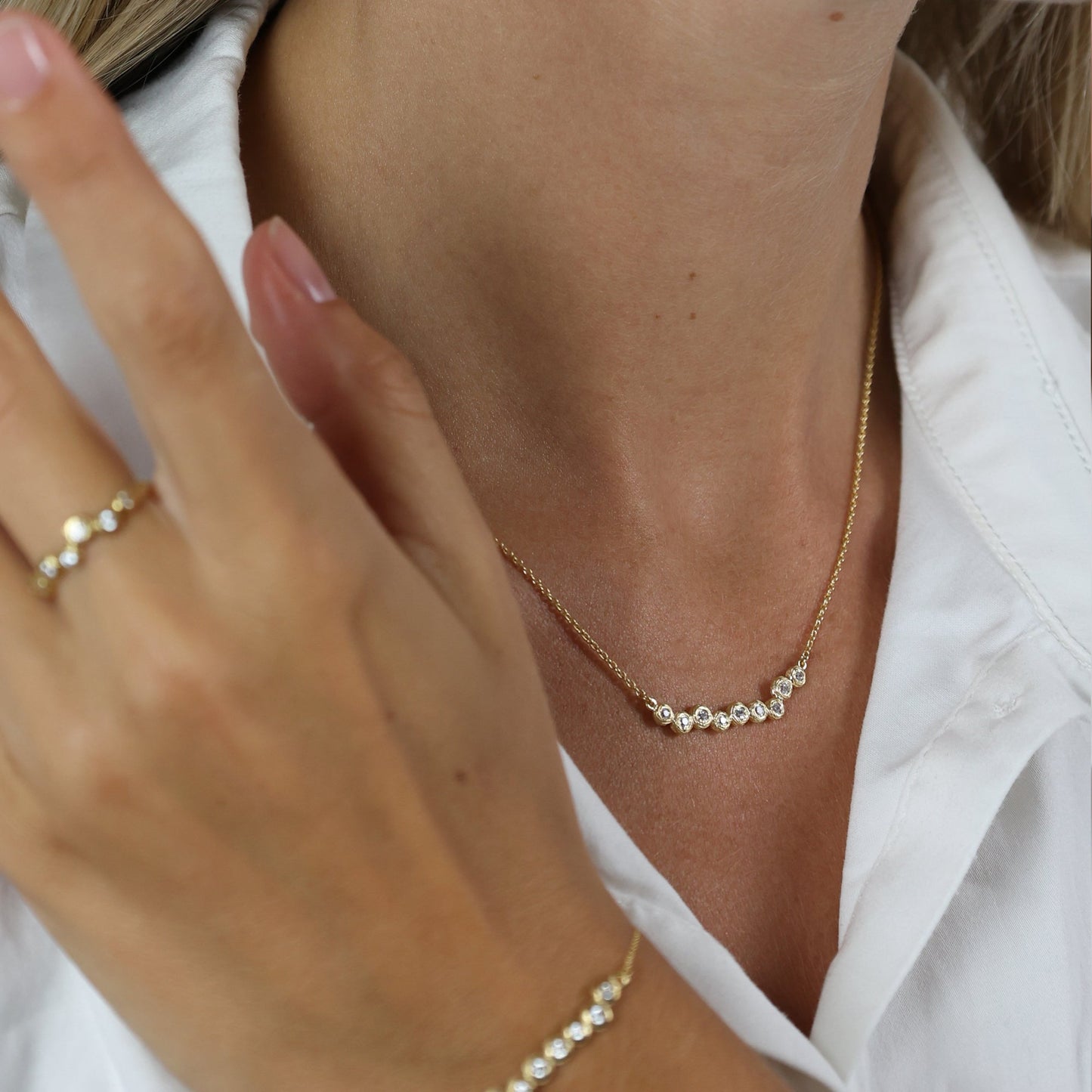 Vedhæng 14 Karat Guld Med Cubic Zirkonia og Halskæde 14 karat