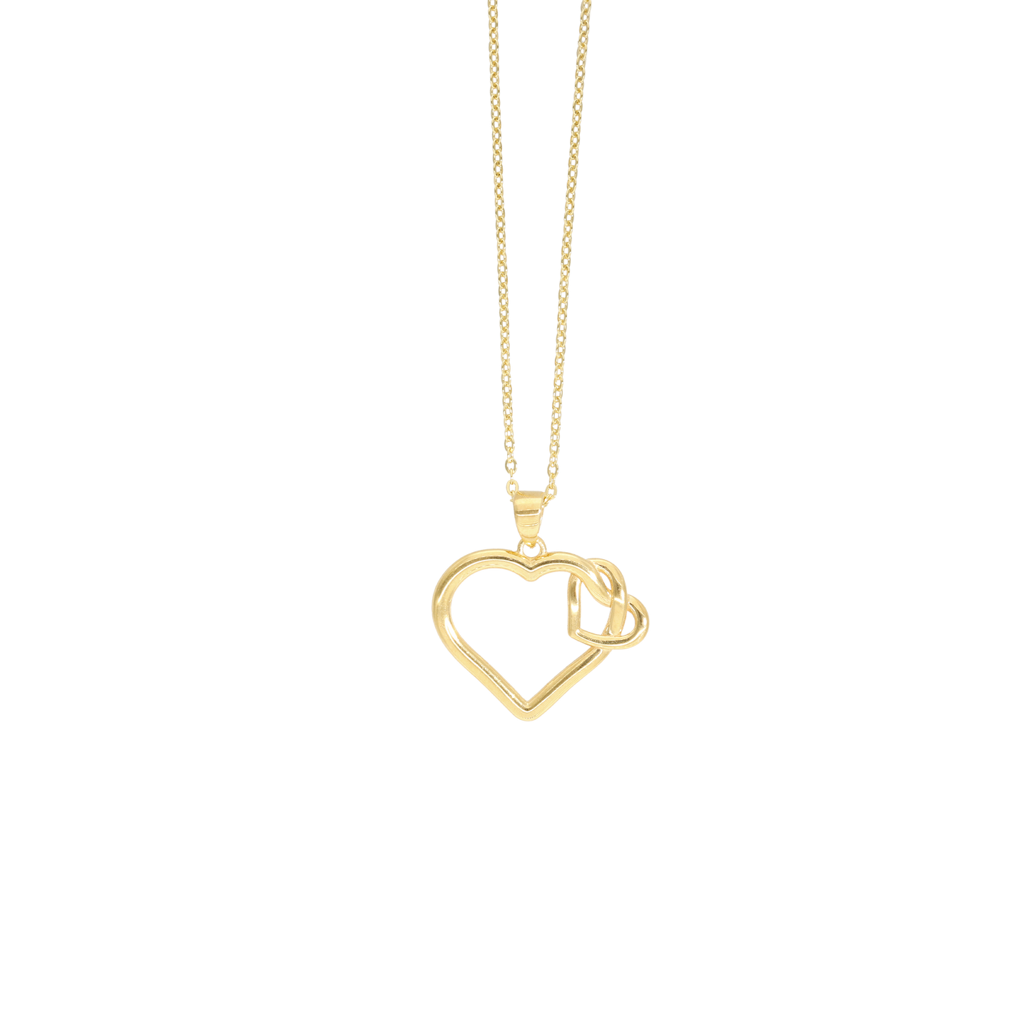 Halskæde Hjerter 8 Karat Guld Forgyldt Sterling Sølv Kæde 45 cm