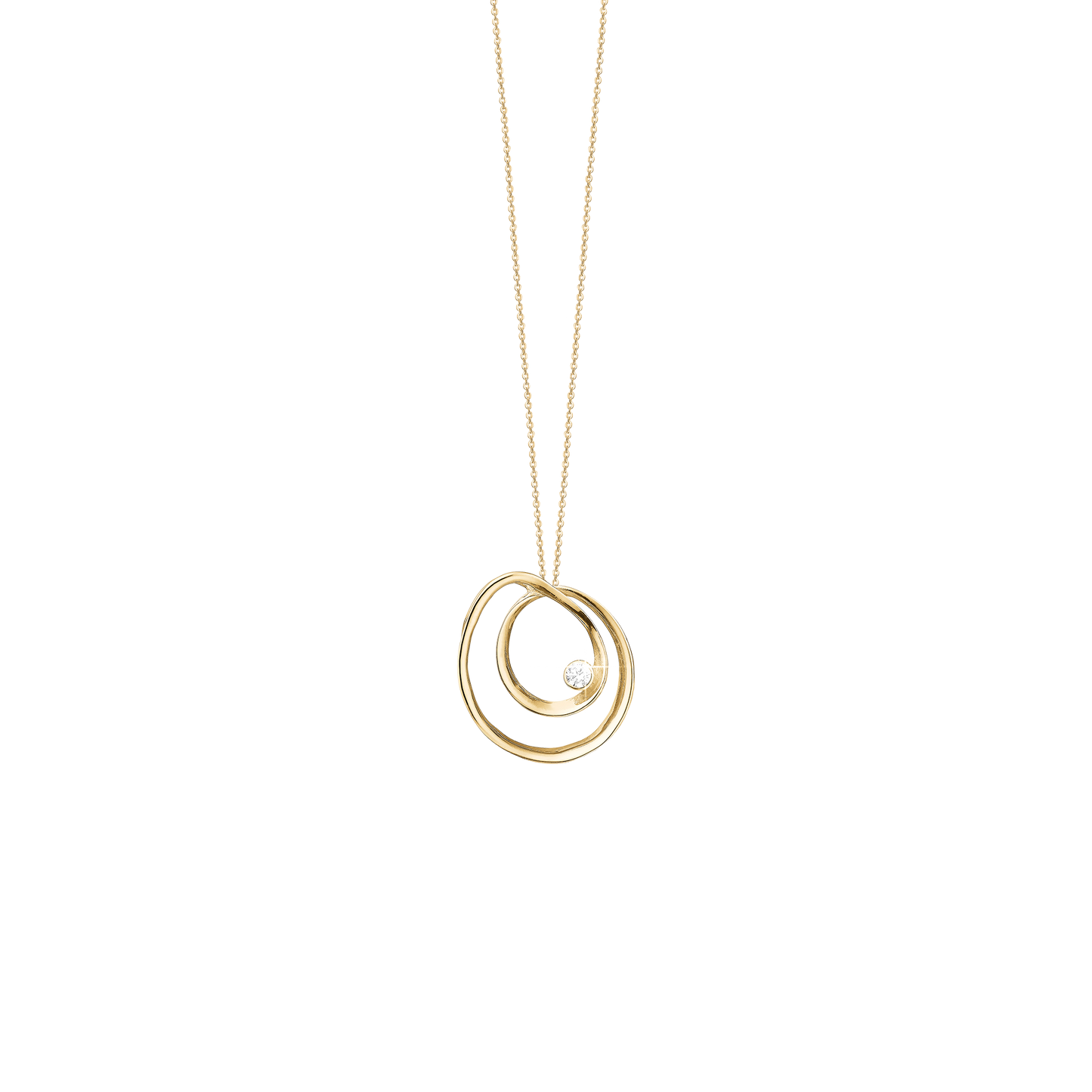 Halskæde med Vedhæng Cirkel med Cubic Zirkonia 8 Karat Guld Forgyldt Sterling Sølv Kæde 45 cm