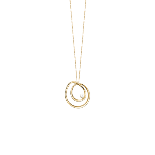 Halskæde med Vedhæng Cirkel med Cubic Zirkonia 8 Karat Guld Forgyldt Sterling Sølv Kæde 45 cm