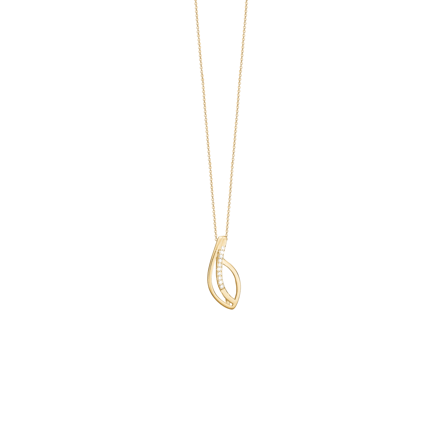 Halskæde med Vedhæng Spir med Cubic Zirkonia 8 Karat Guld Forgyldt Sterling Sølv Kæde 45 cm