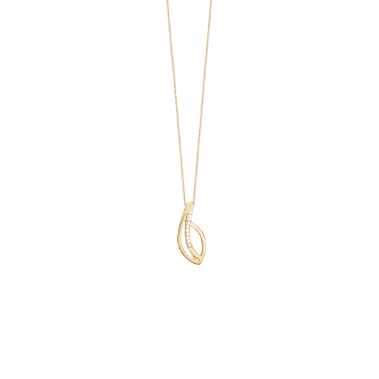 Halskæde med Vedhæng Spir med Cubic Zirkonia 8 Karat Guld Forgyldt Sterling Sølv Kæde 45 cm