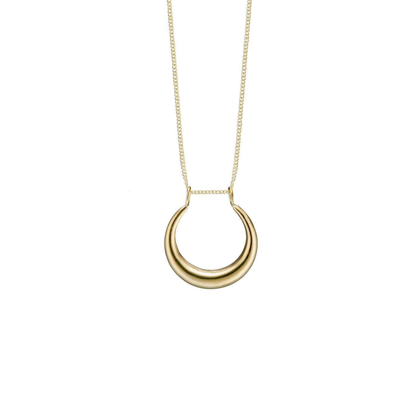 Halskæde med Vedhæng Svæve Måne 8 Karat Guld Forgyldt Sterling Sølv Kæde 45 cm