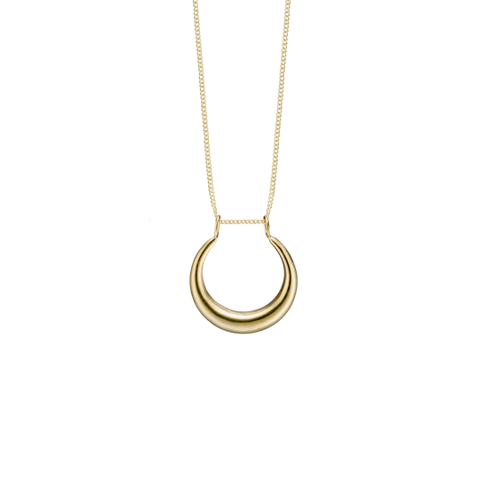 Halskæde med Vedhæng Svæve Måne 8 Karat Guld Forgyldt Sterling Sølv Kæde 45 cm
