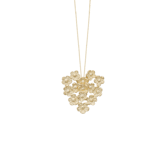 Halskæde med Vedhæng Blomster 8 Karat Guld Forgyldt Sterling Sølv Kæde 45 cm