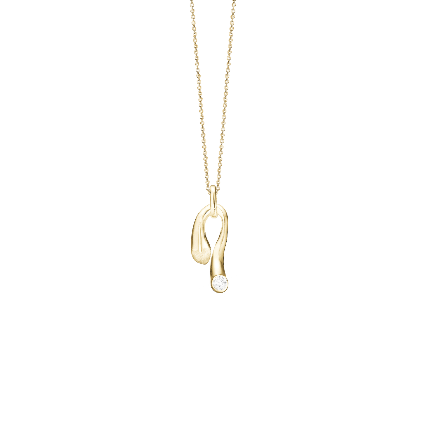 Halskæde med Vedhæng Hjerte med Cubic Zirkonia 8 Karat Guld Forgyldt Sterling Sølv Kæde 45 cm