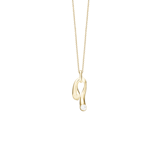 Halskæde med Vedhæng Hjerte med Cubic Zirkonia 8 Karat Guld Forgyldt Sterling Sølv Kæde 45 cm