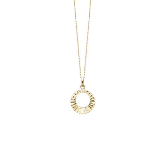 Halskæde med Vedhæng Solskin 8 Karat Guld Forgyldt Sterling Sølv Kæde 45 cm