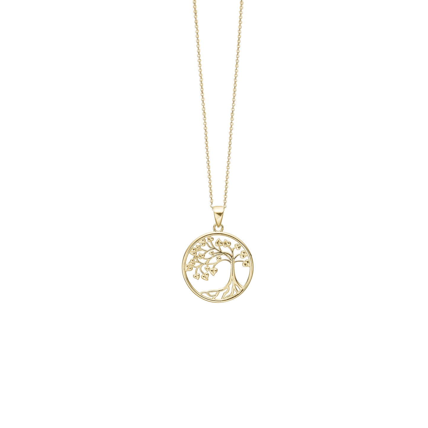 Halskæde med Vedhæng Livets Træ 8 Karat Guld Forgyldt Sterling Sølv Kæde 45 cm