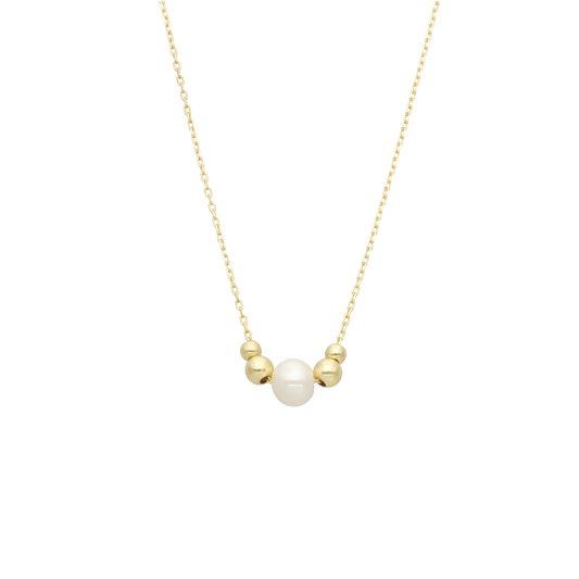 Halskæde Dots and Pearl 8 Karat Guld Forgyldt Sterling Sølv Kæde 45 cm