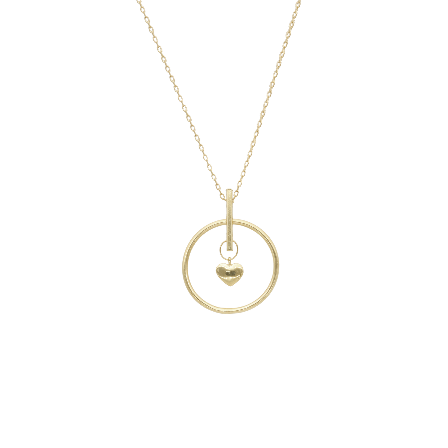 Halskæde med Vedhæng Heart Pendulum 8 Karat Guld Forgyldt Sterling Sølv Kæde 45 cm
