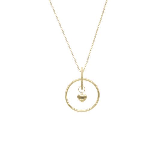 Halskæde med Vedhæng Heart Pendulum 8 Karat Guld Forgyldt Sterling Sølv Kæde 45 cm