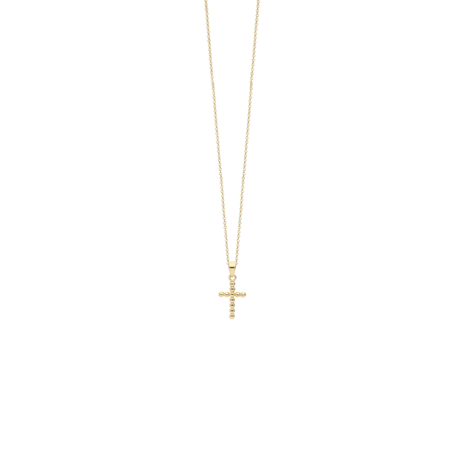 Halskæde med Vedhæng Dotted Cross 8 Karat Guld Forgyldt Sterling Sølv Kæde 45 cm