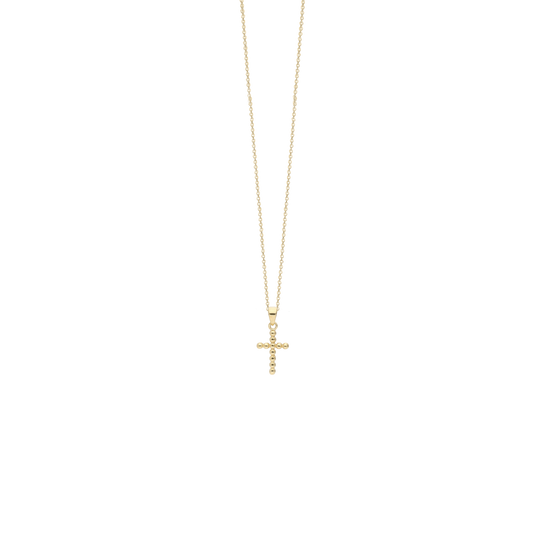 Halskæde med Vedhæng Dotted Cross 8 Karat Guld Forgyldt Sterling Sølv Kæde 45 cm