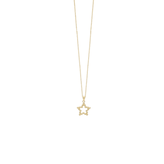 Halskæde med Vedhæng Dotted Star 8 Karat Guld Forgyldt Sterling Sølv Kæde 45 cm