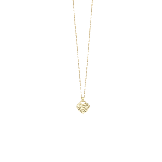 Halskæde med Vedhæng Sparkling Heart 8 Karat Guld Forgyldt Sterling Sølv Kæde 45 cm