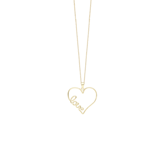 Halskæde med Vedhæng In Love 8 Karat Guld Forgyldt Sterling Sølv Kæde 45 cm