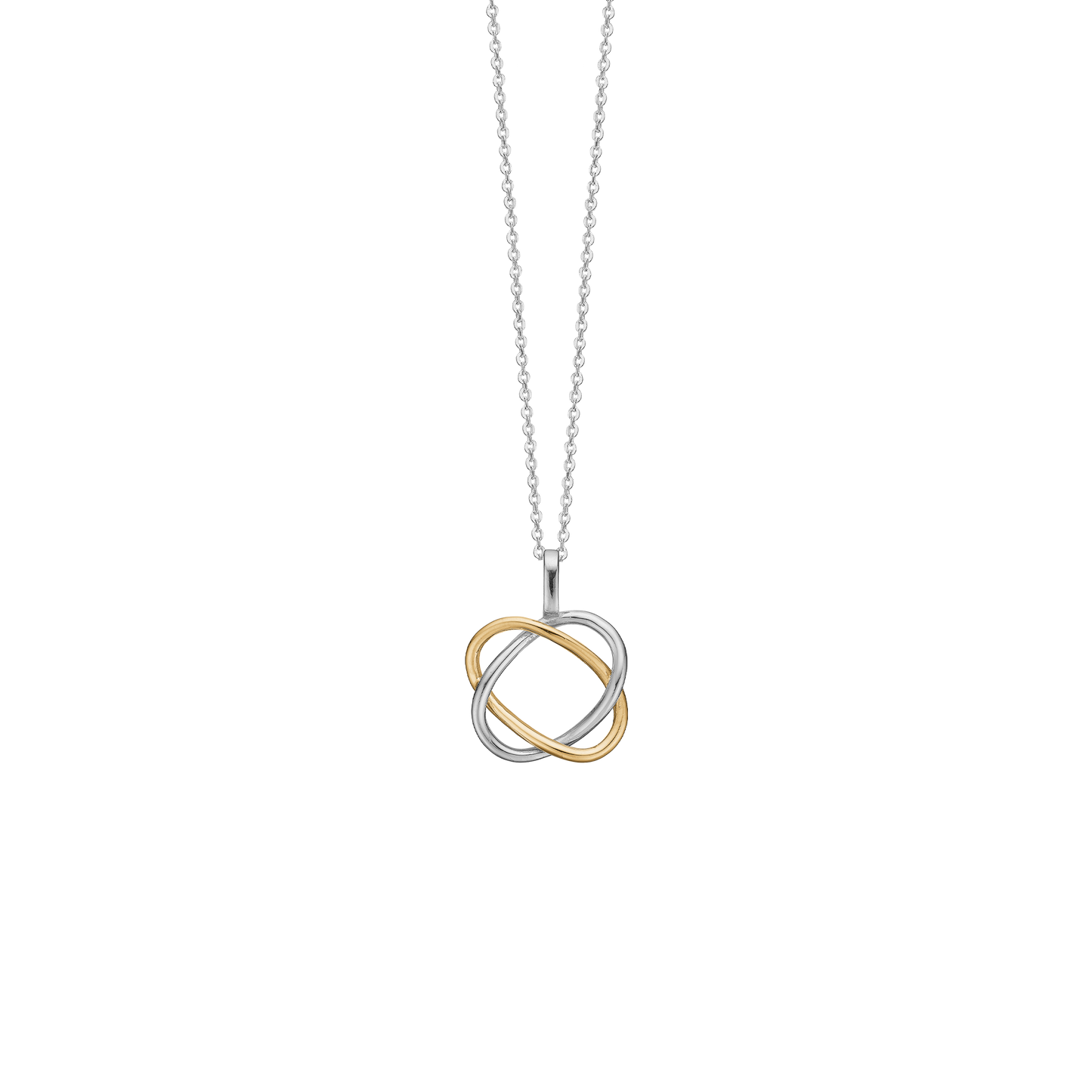 Halskæde med Vedhæng Twist 8 Karat Guld/Sølv Forgyldt Sterling Sølv Kæde 45 cm