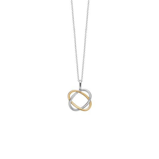 Halskæde med Vedhæng Twist 8 Karat Guld/Sølv Forgyldt Sterling Sølv Kæde 45 cm